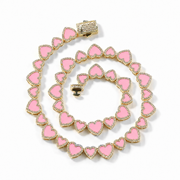 PINK AMOUR HEART NECKLACE