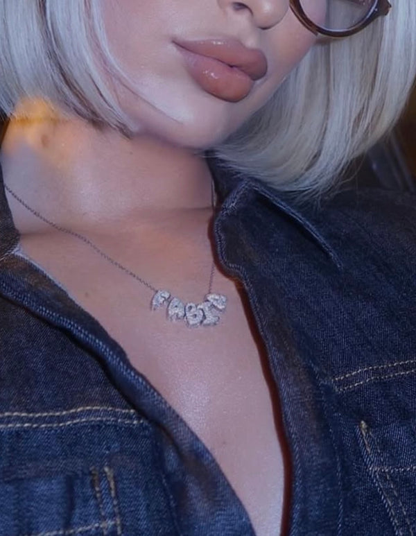 Bling Name Heart Necklace (Add name below before adding to cart)