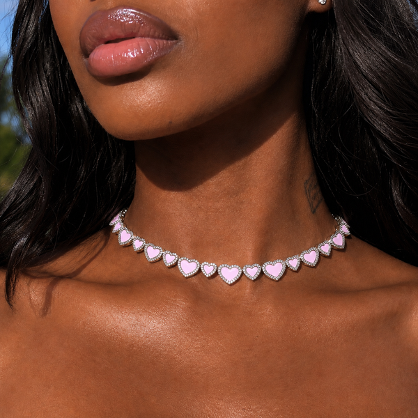 PINK AMOUR HEART NECKLACE