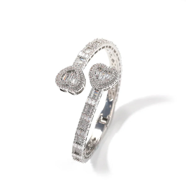 BAGUETTE HEART CUFF BANGLE