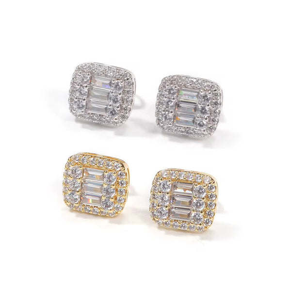 BAGUETTE SQUARE CUT SCREW BACKS