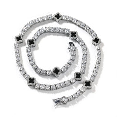 MINI CLOVER TENNIS NECKLACE BLACK
