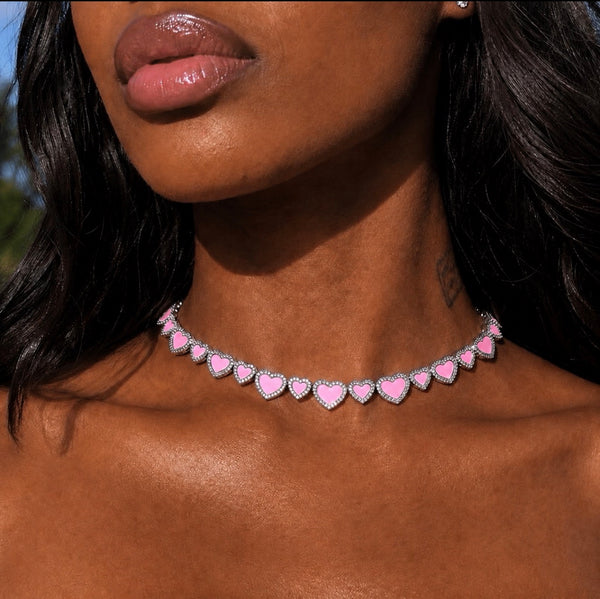 PINK AMOUR HEART NECKLACE
