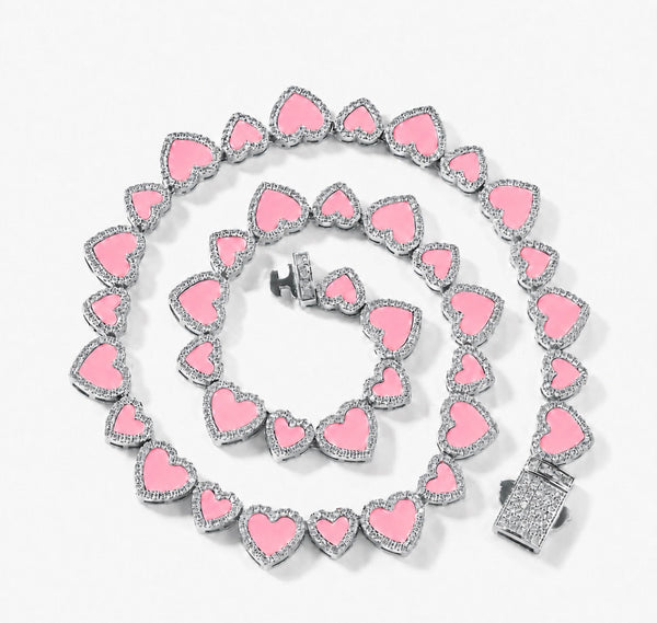 PINK AMOUR HEART NECKLACE