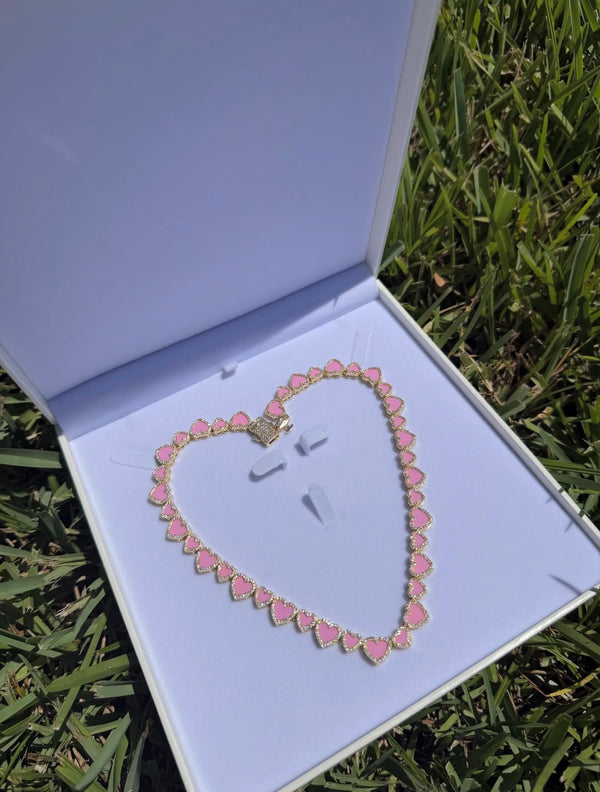 PINK AMOUR HEART NECKLACE